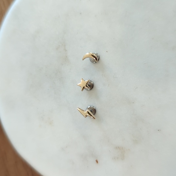 Mejuri Jewelry - Moon, Star, Lightning Bolt 14K gold studs